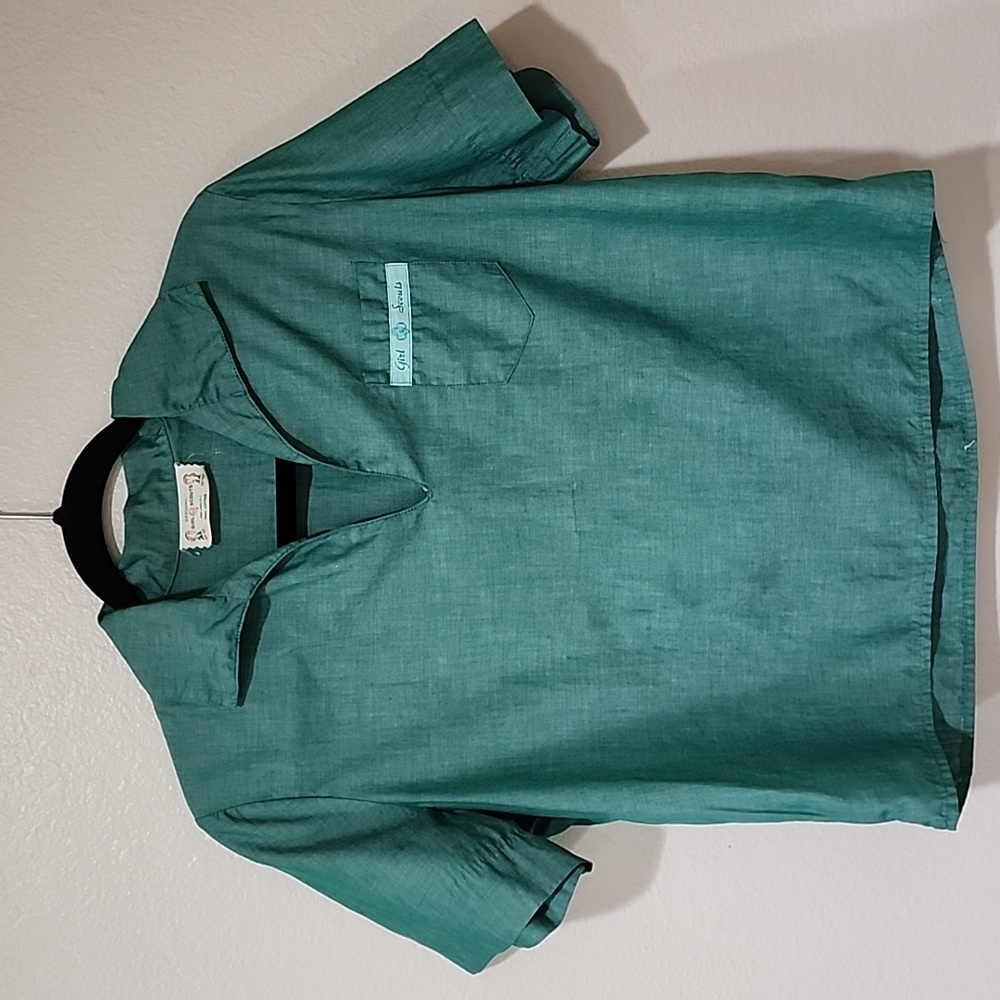 Vintage Girl Scout Official Blouse Top V Neck w/Collar 60s Women's size Small